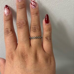 Pandora Silver Band of Hearts Ring